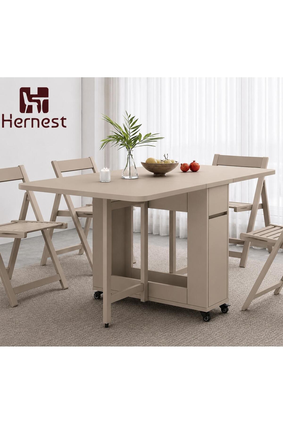 Hernest UZATILABİLİR YEMEK MASASI BAMBU RENK SETİ