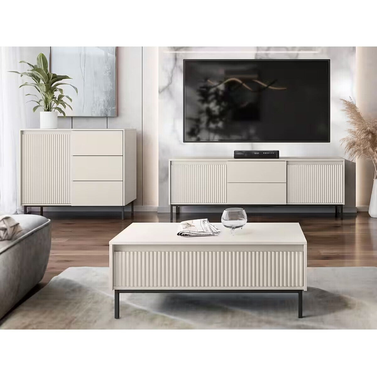 Hernest MODERN TV ÜNİTESİ VE YAŞAM ÜNİTESİ - 3 PARÇA SET