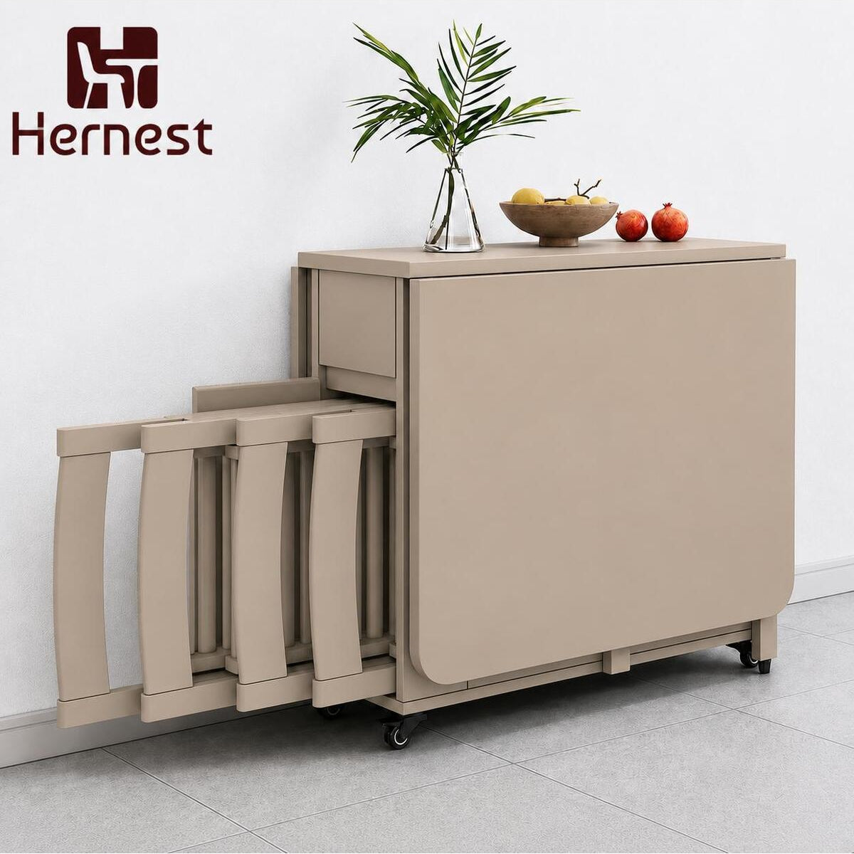 Hernest UZATILABİLİR YEMEK MASASI BAMBU RENK SETİ