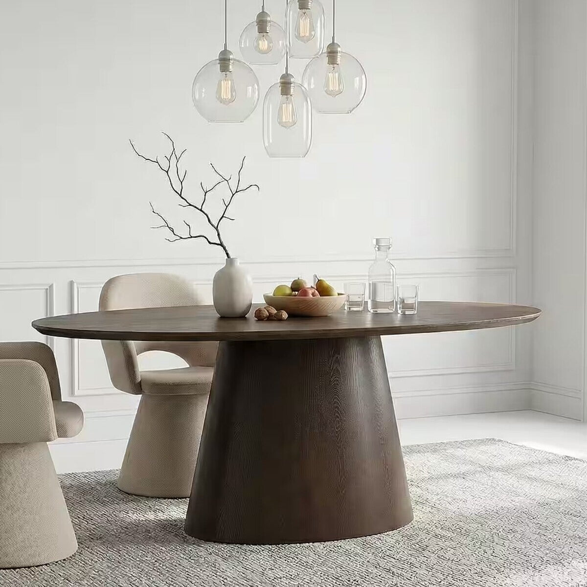 OVAL YEMEK MASASI – MODERN KONIK AYAKLI AHŞAP MASA | 6-8 KIŞILIK ŞIK SALON & MUTFAK MASASI 180X110 CM