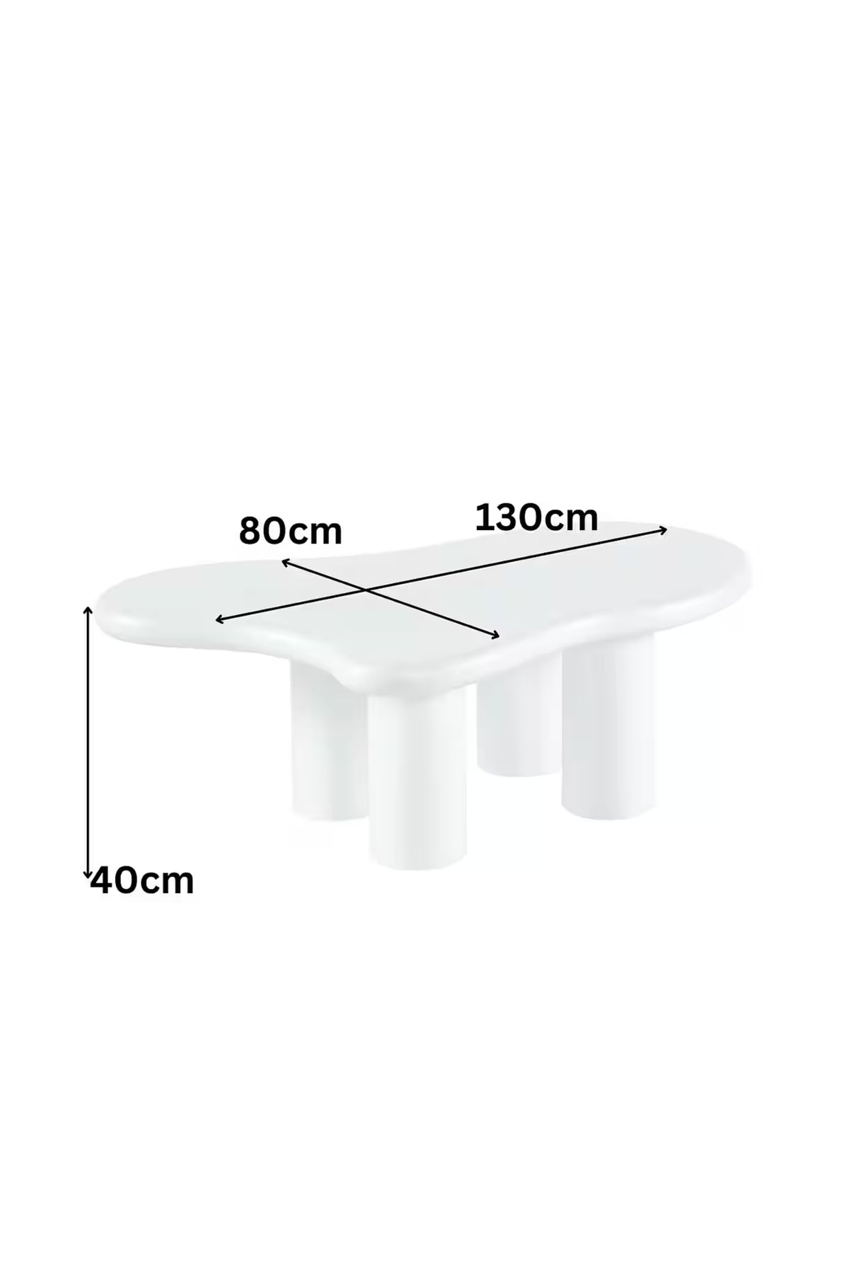 Hernest ORGANIK FORM ORTA SEHPA 130X80 CM | MODERN BEYAZ DEKORATIF SEHPA