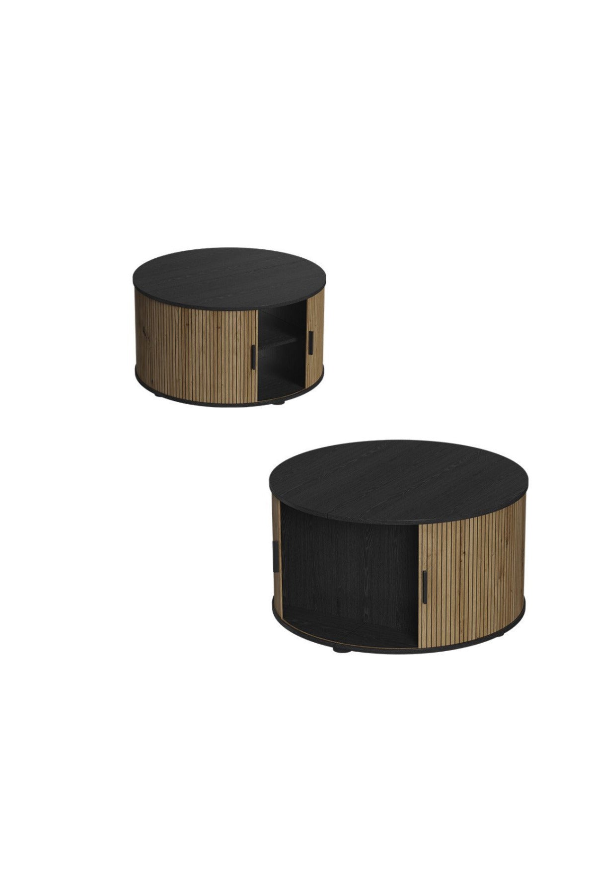 Hernest MODERN YUVARLAK ORTA SEHPA KATLANABİLİR SÜRGÜ KAPAKLI DEPOLAMALI MDF 80 CM 3 RENK