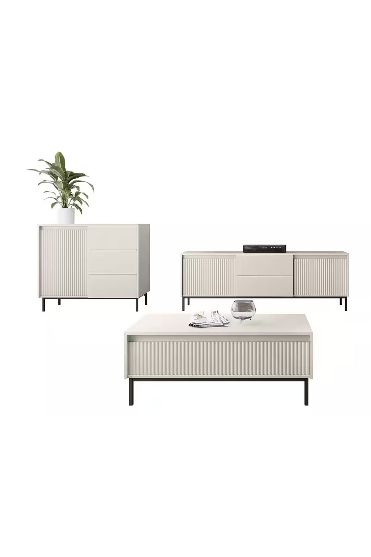 Hernest MODERN TV ÜNİTESİ VE YAŞAM ÜNİTESİ - 3 PARÇA SET