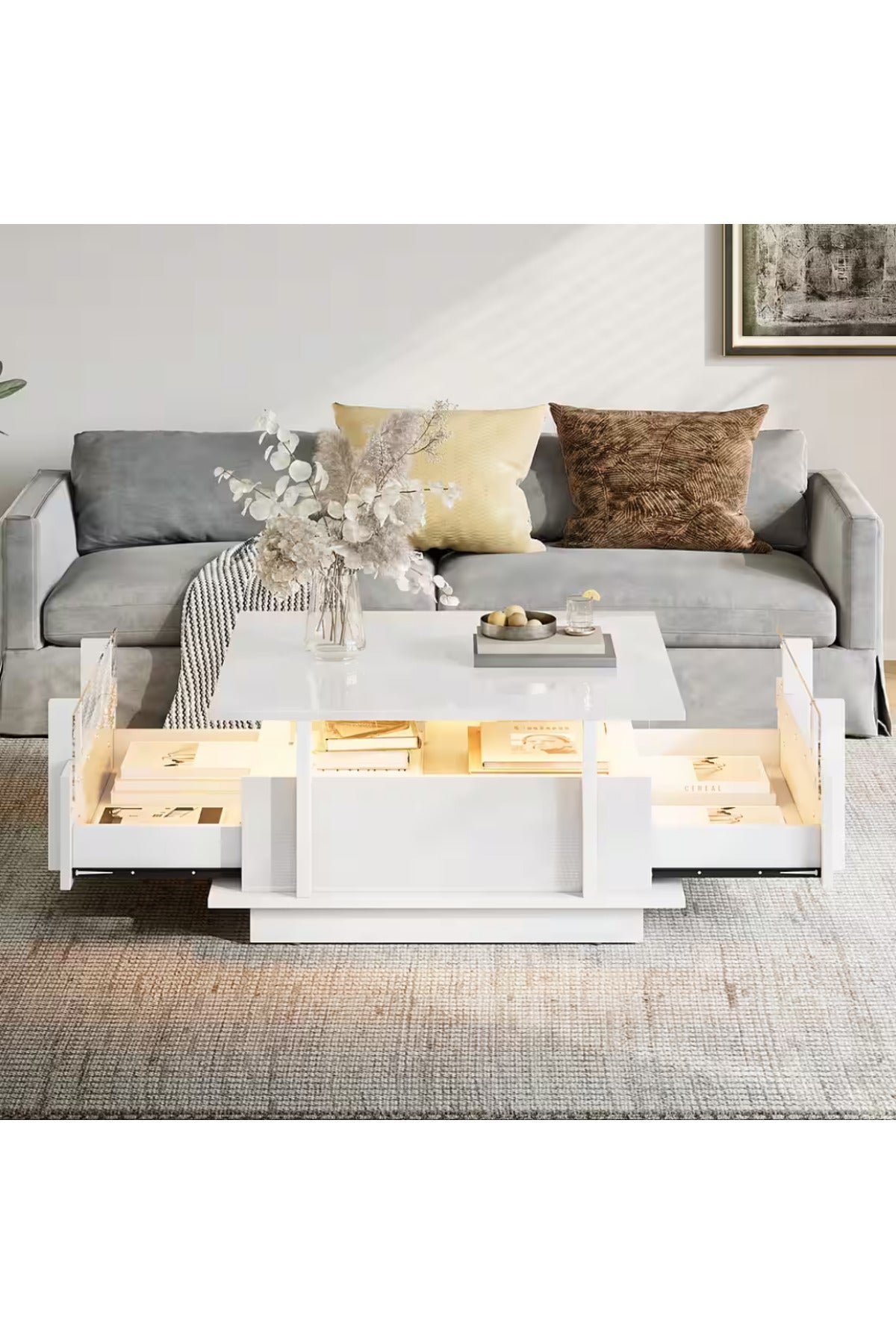 Hernest MODERN KARE ÇEKMECELİ ORTA SEHPA