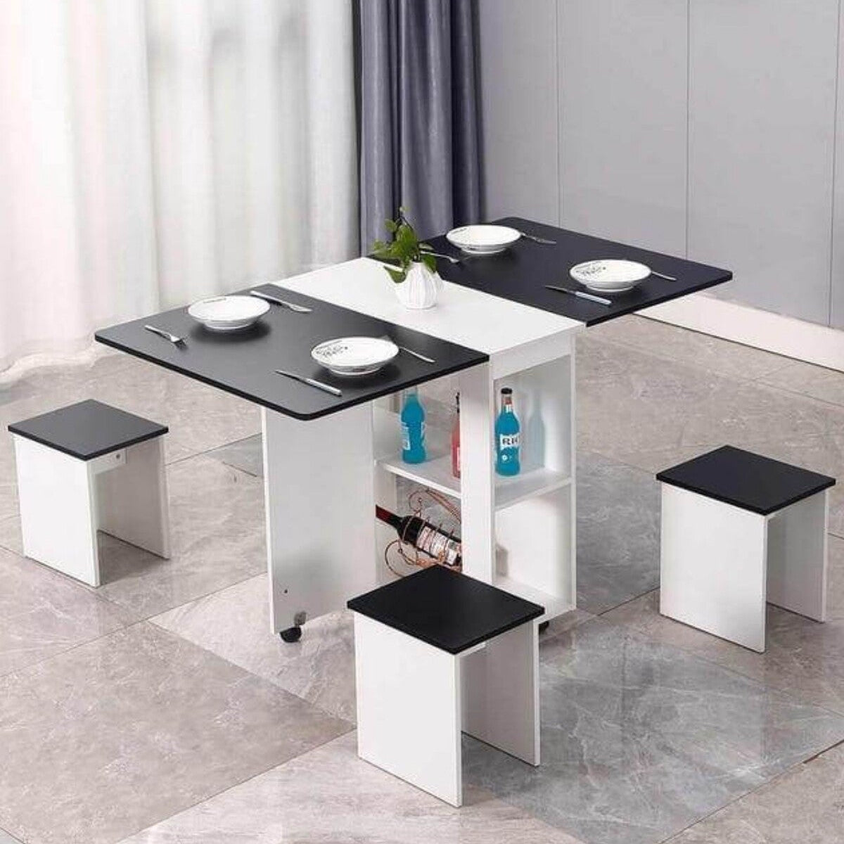 Hernest MODERN TEKERLEKLİ KATLANILABİLİR YEMEK MASASI