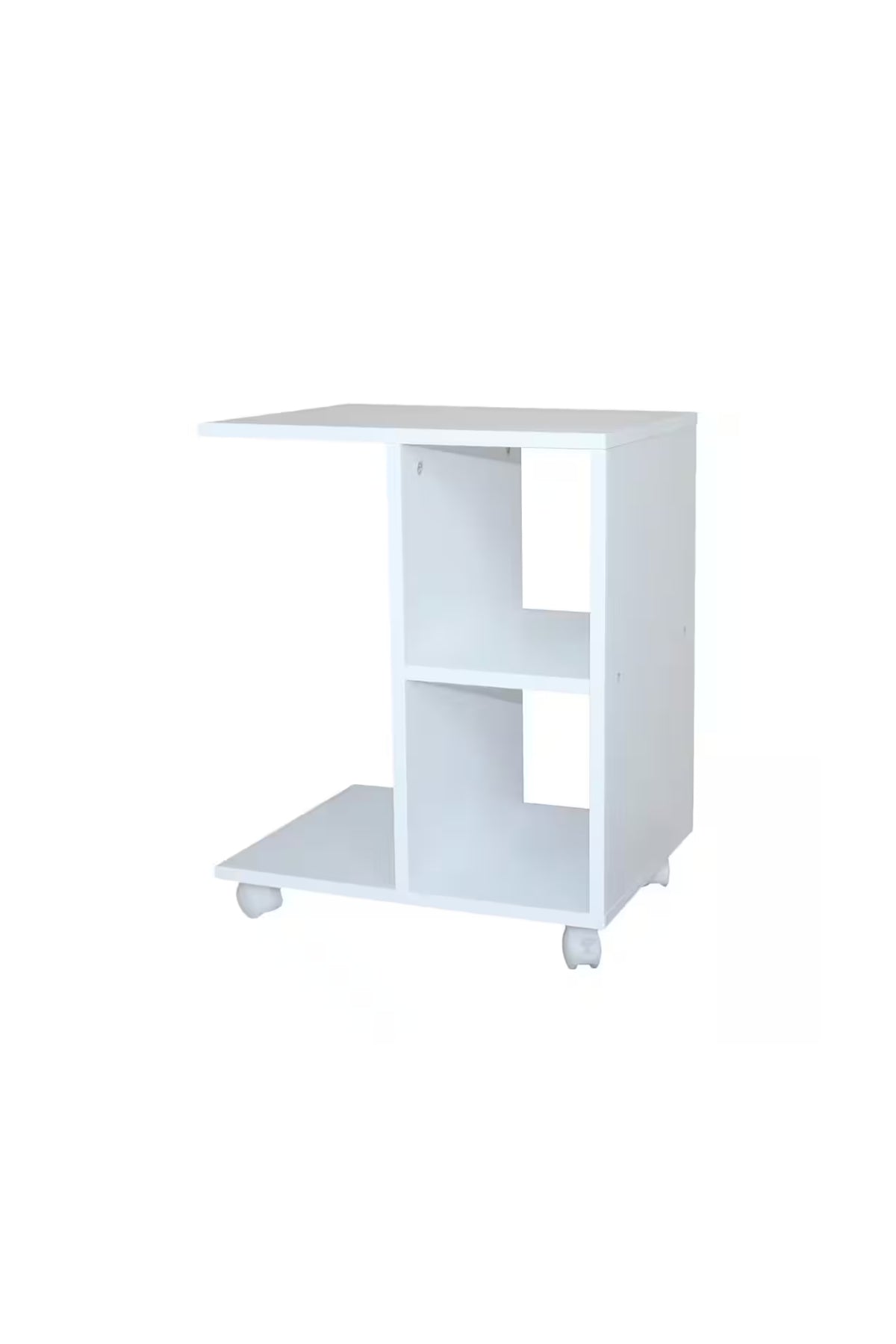 MODERN YUVARLAK YAN SEHPA PREMİUM MDF - 2 KATLI DEKORATİF KOMODİN ANTRE SEHPASI 45 x 55 x 30 CM