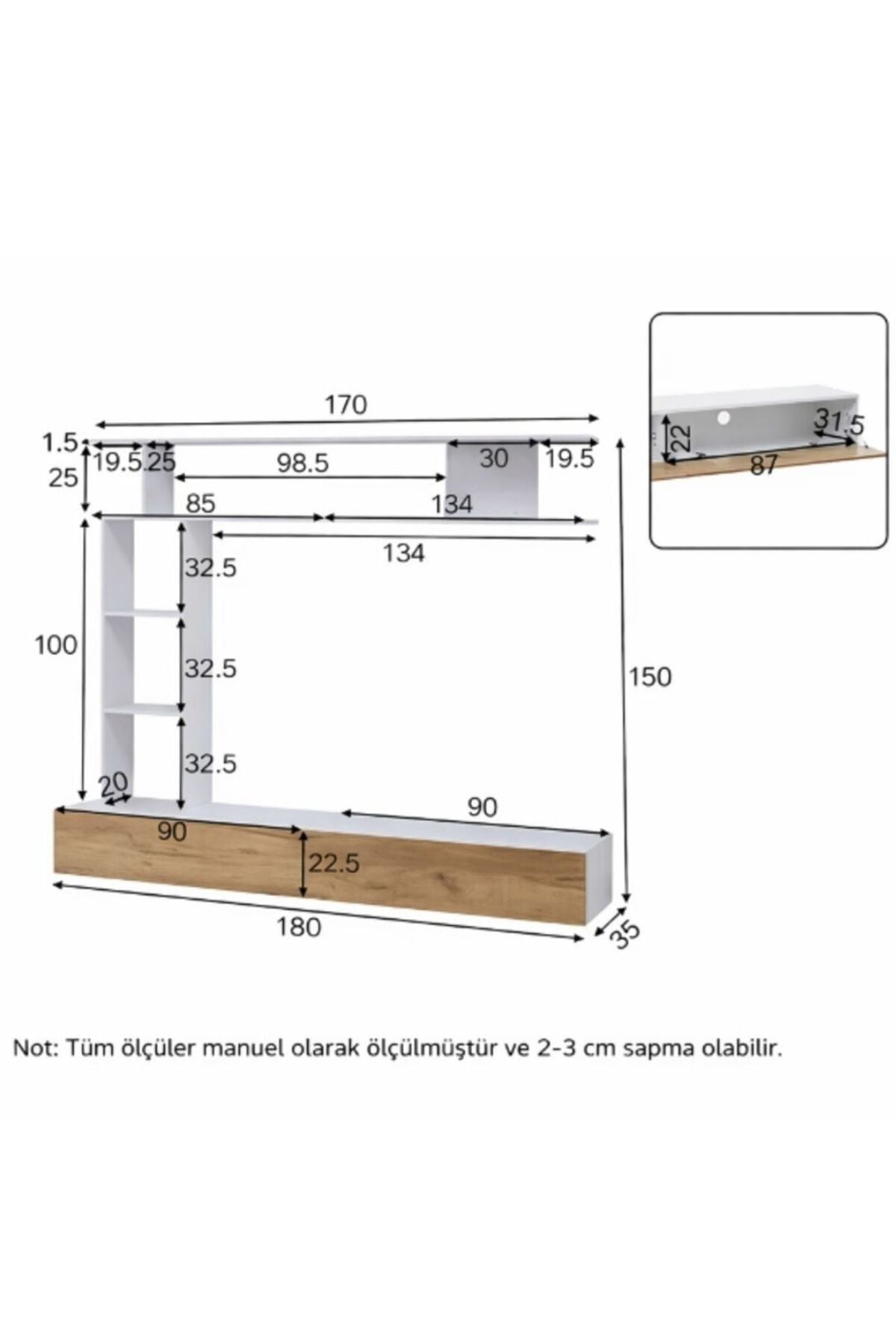 Hernest A SINIFI 1. KALİTE MODERN TV ÜNİTESİ DUVAR RAFLI KİTAPLIKLI GENİŞ DEPOLAMA ALANLI