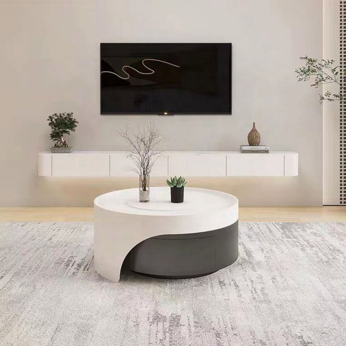 Hernest ÇİFT KATLI GERİ ÇEKİLEBİLİR SALON SEHPASI Komple Dogal Ahsap