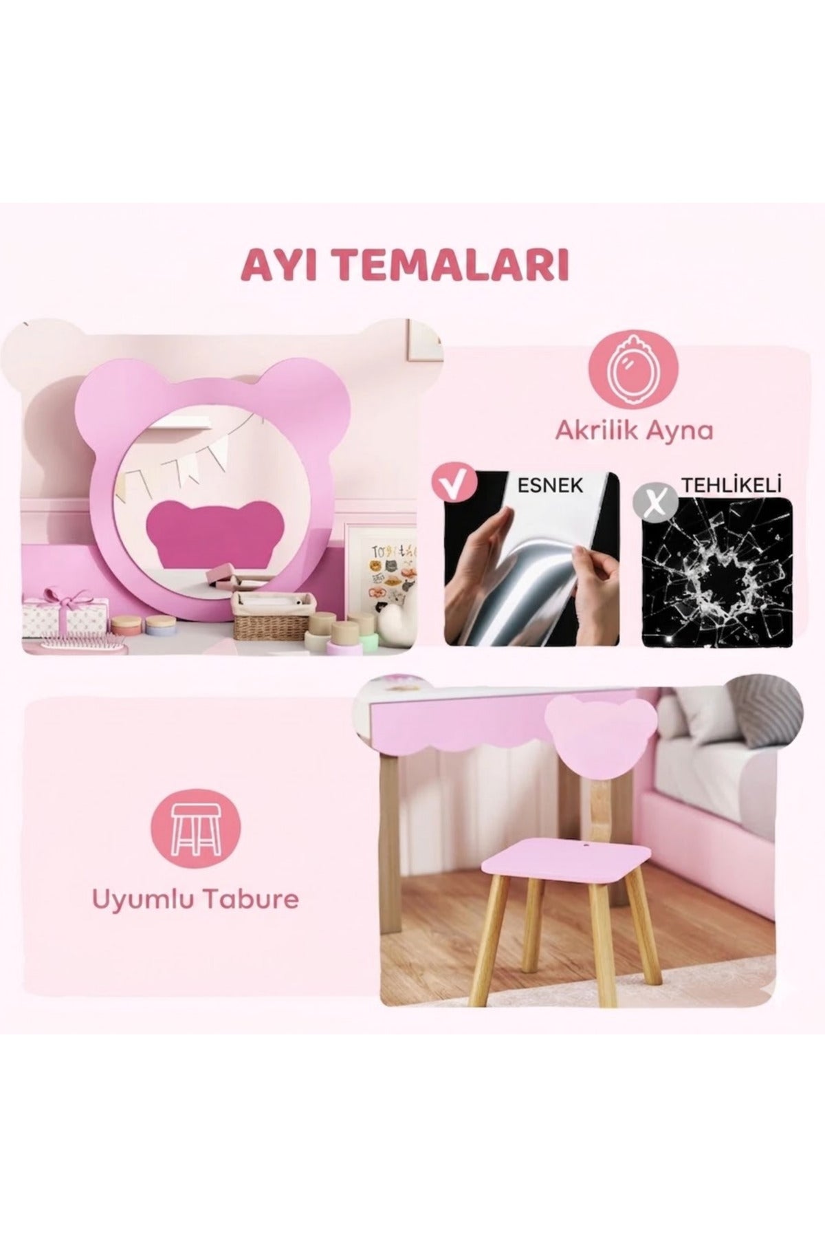 Hernest ÇOCUK OYUNCAK MAKYAJ MASASI TAKIMI