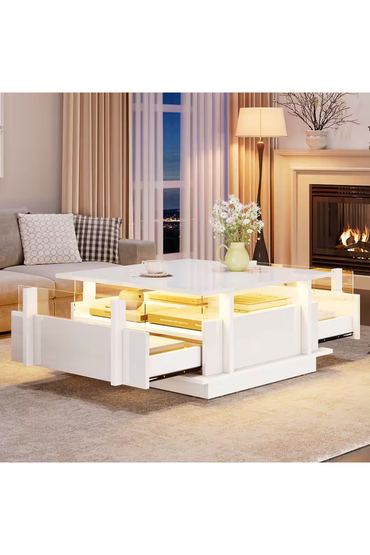 Hernest MODERN KARE ÇEKMECELİ ORTA SEHPA