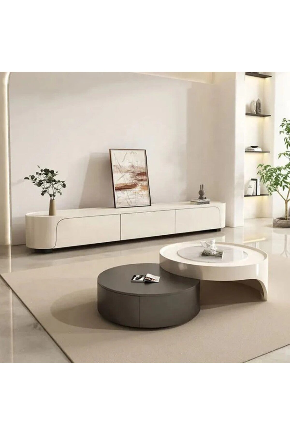 Hernest ÇİFT KATLI GERİ ÇEKİLEBİLİR SALON SEHPASI Komple Dogal Ahsap