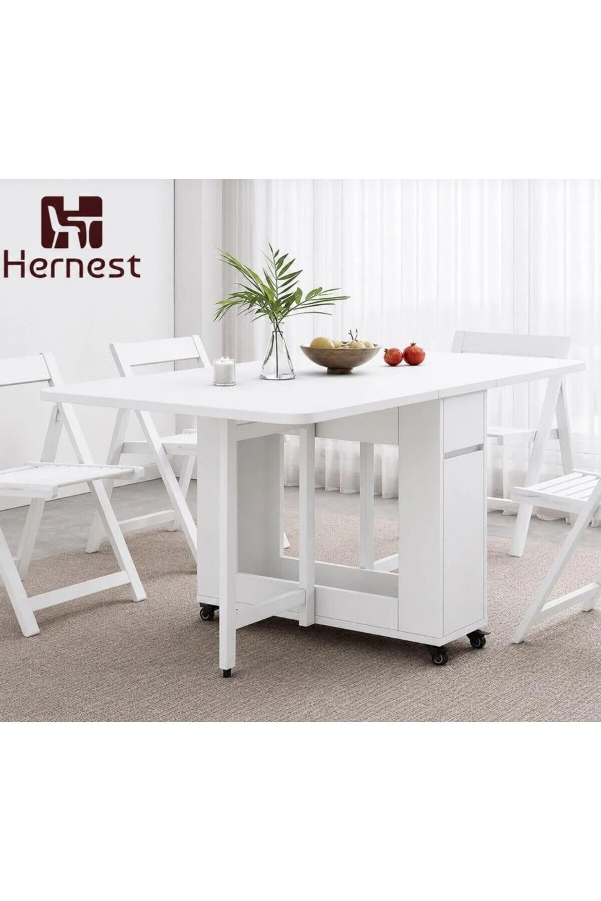 Hernest UZATILABİLİR YEMEK MASASI BAMBU RENK SETİ