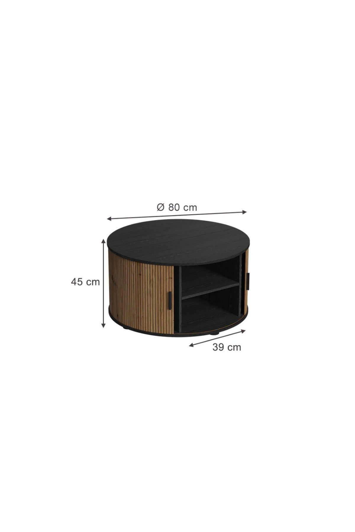 Hernest MODERN YUVARLAK ORTA SEHPA KATLANABİLİR SÜRGÜ KAPAKLI DEPOLAMALI MDF 80 CM 3 RENK