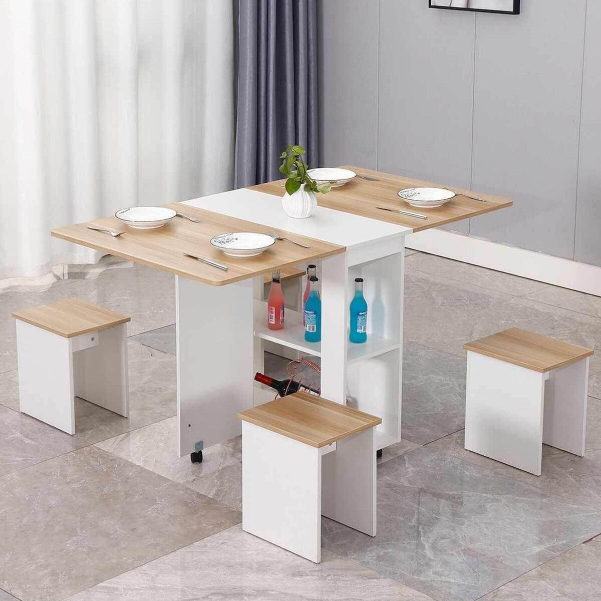 Hernest MODERN TEKERLEKLİ KATLANILABİLİR YEMEK MASASI