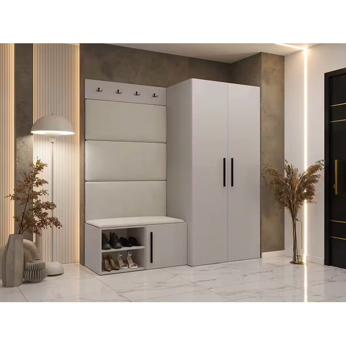 MODERN VESTIYER PORTMANTO – AYAKKABILIKLI VE ASKILI ANTRE DOLABI (191 X 164 CM)