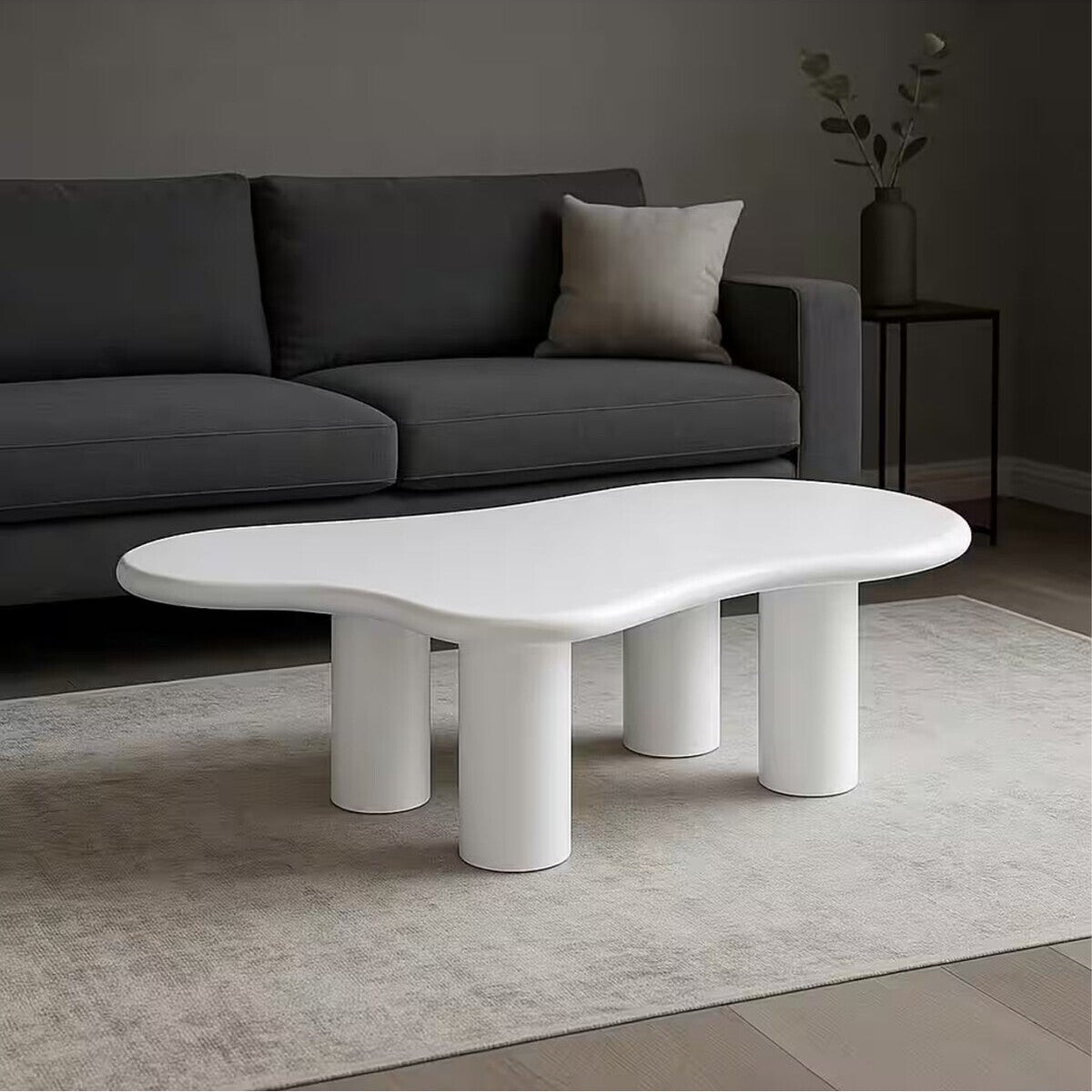 Hernest ORGANIK FORM ORTA SEHPA 130X80 CM | MODERN BEYAZ DEKORATIF SEHPA