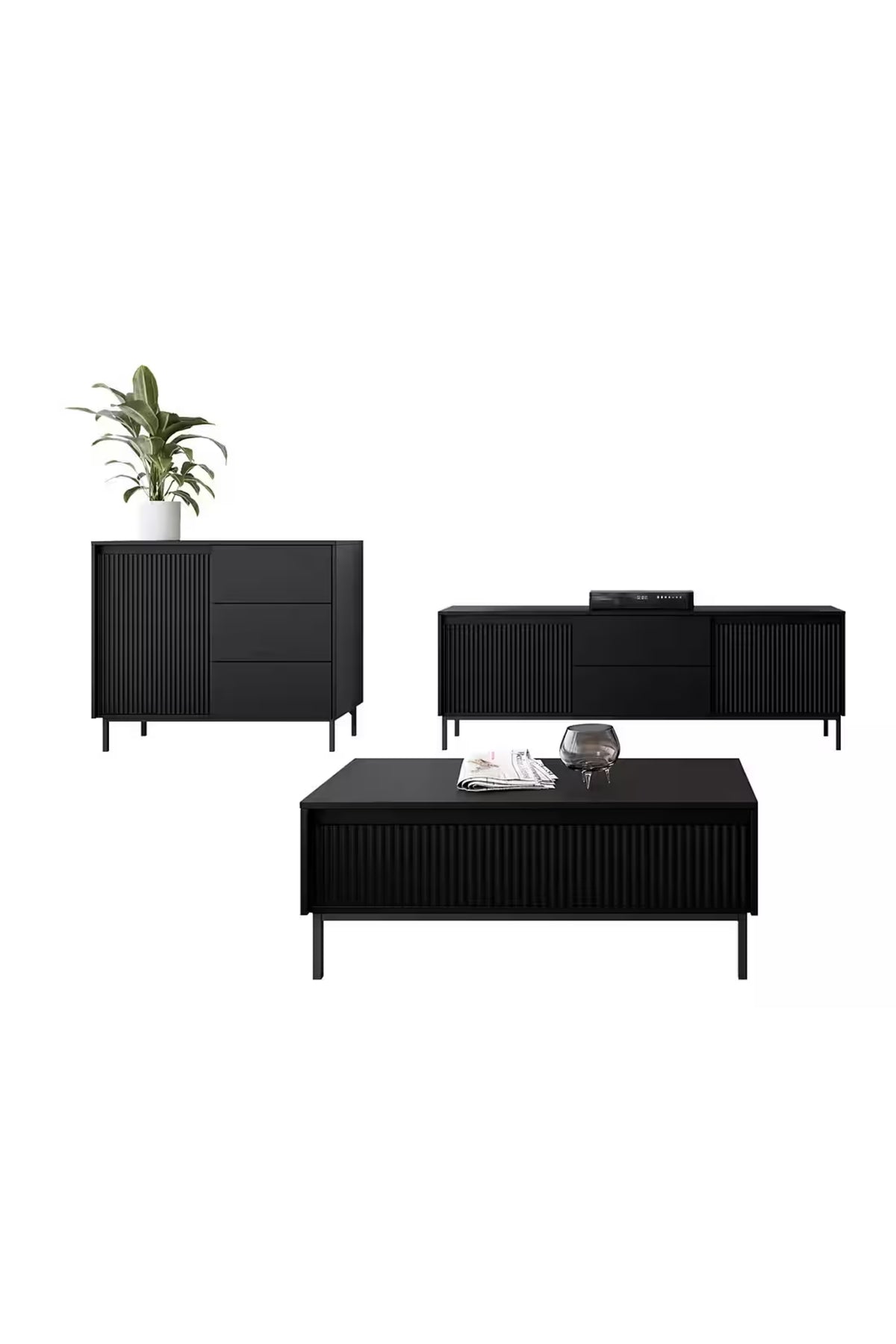Hernest MODERN TV ÜNİTESİ VE YAŞAM ÜNİTESİ - 3 PARÇA SET