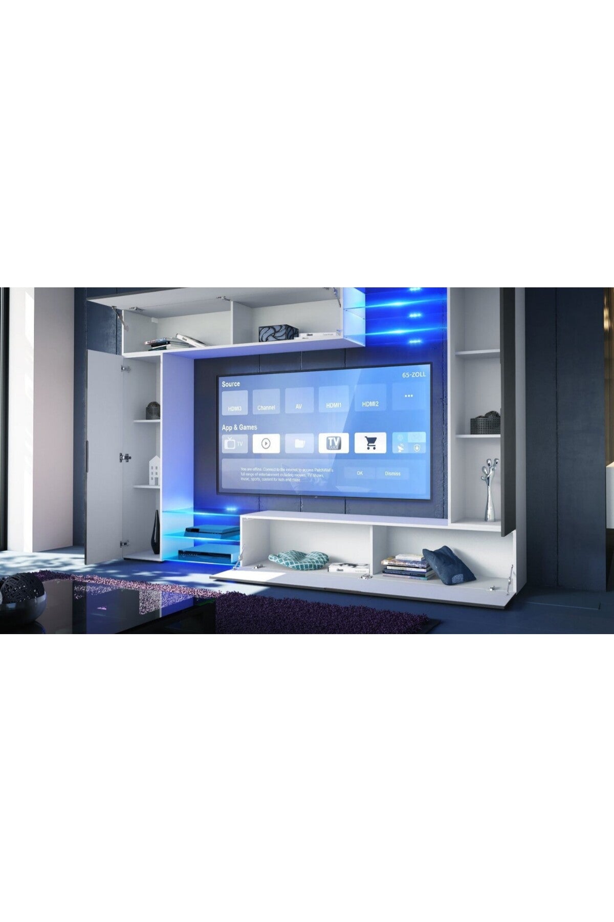 Hernest TV ÜNİTESİ-MOR-BEYAZ-SİYAH