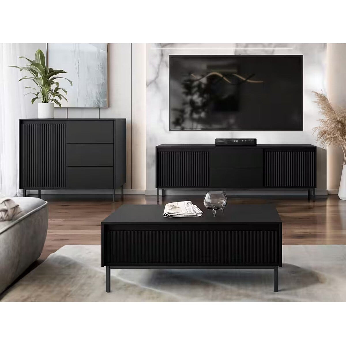 Hernest MODERN TV ÜNİTESİ VE YAŞAM ÜNİTESİ - 3 PARÇA SET