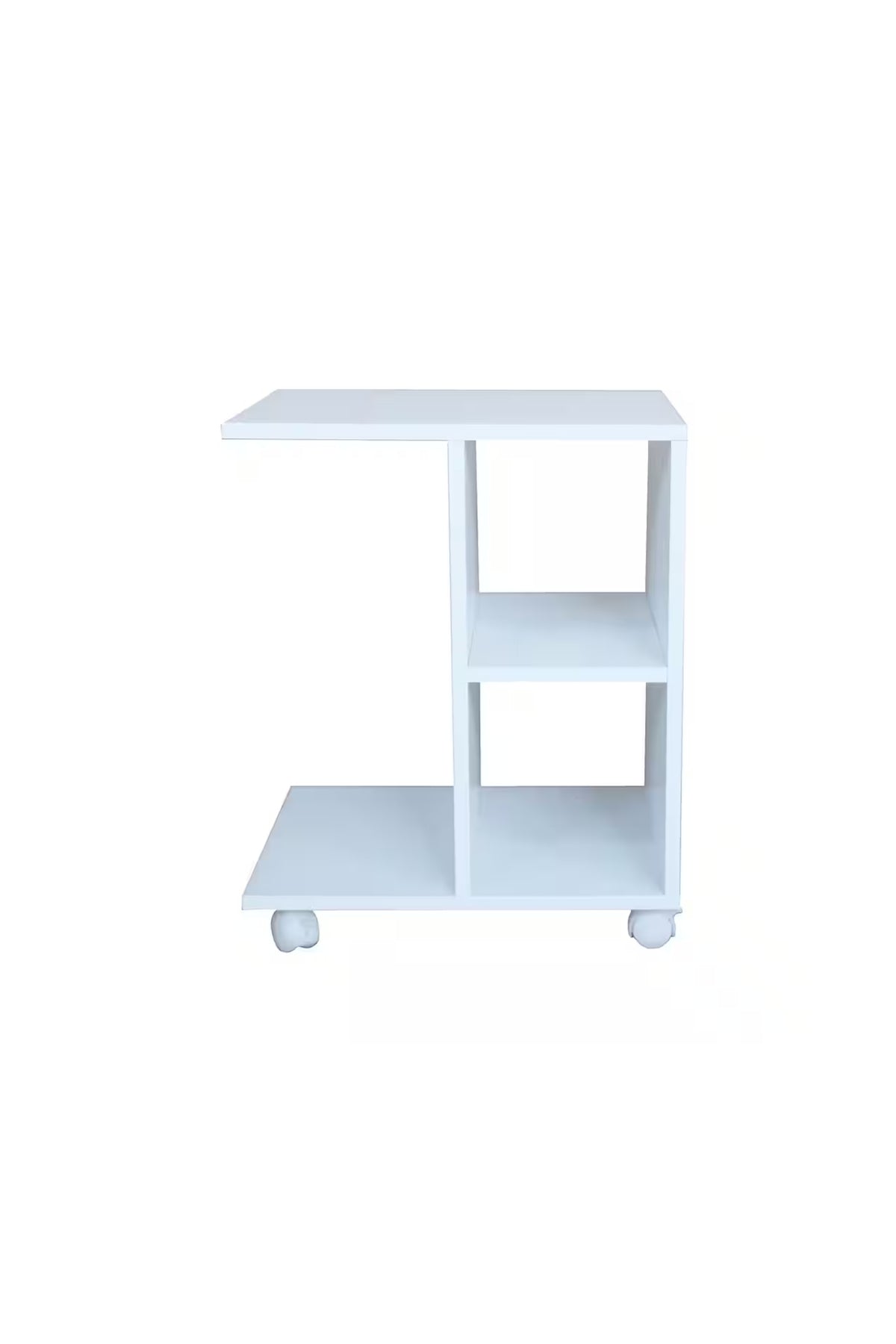 MODERN YUVARLAK YAN SEHPA PREMİUM MDF - 2 KATLI DEKORATİF KOMODİN ANTRE SEHPASI 45 x 55 x 30 CM