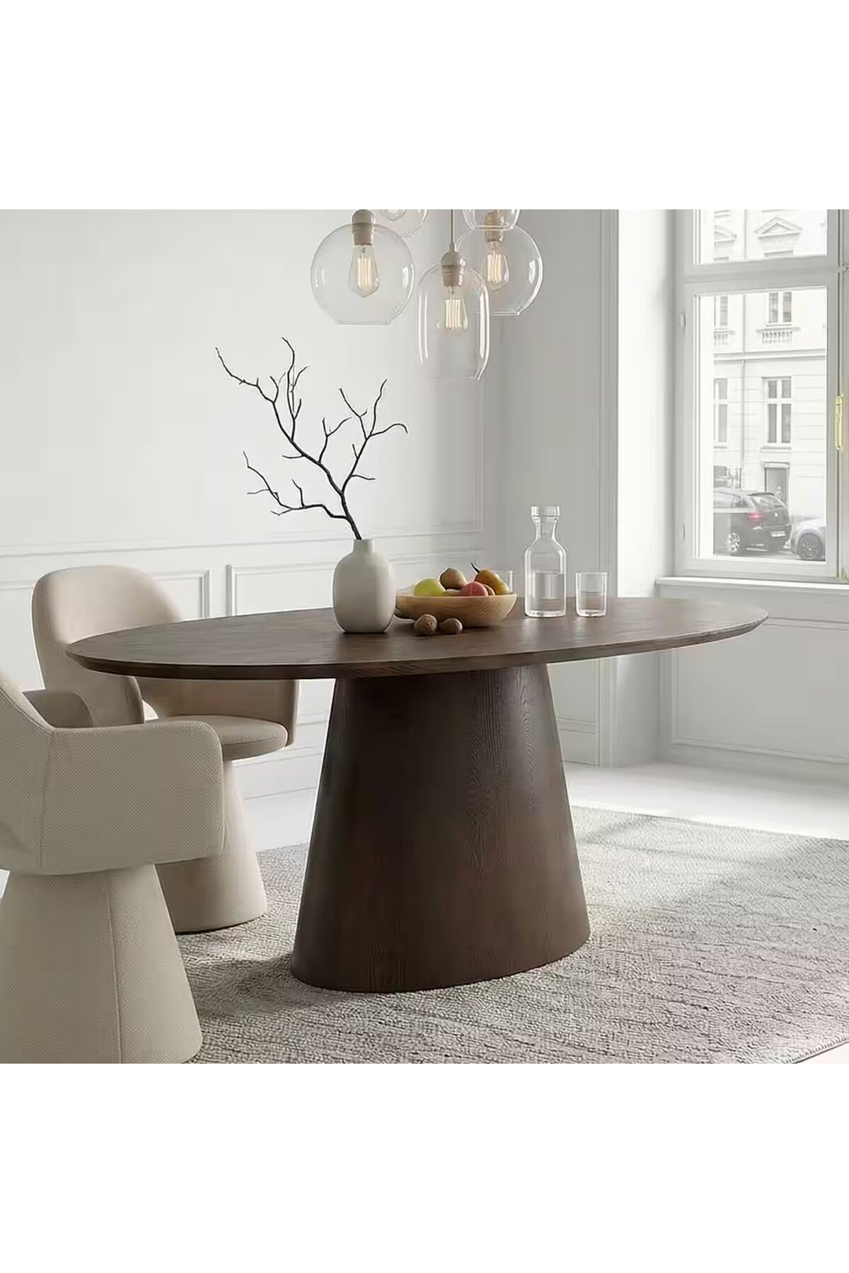 OVAL YEMEK MASASI – MODERN KONIK AYAKLI AHŞAP MASA | 6-8 KIŞILIK ŞIK SALON & MUTFAK MASASI 180X110 CM