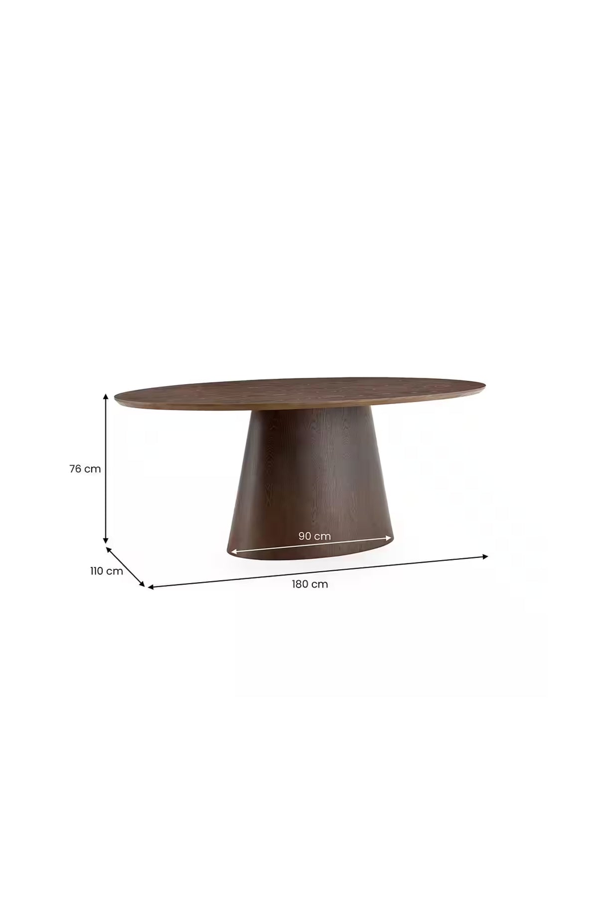 OVAL YEMEK MASASI – MODERN KONIK AYAKLI AHŞAP MASA | 6-8 KIŞILIK ŞIK SALON & MUTFAK MASASI 180X110 CM