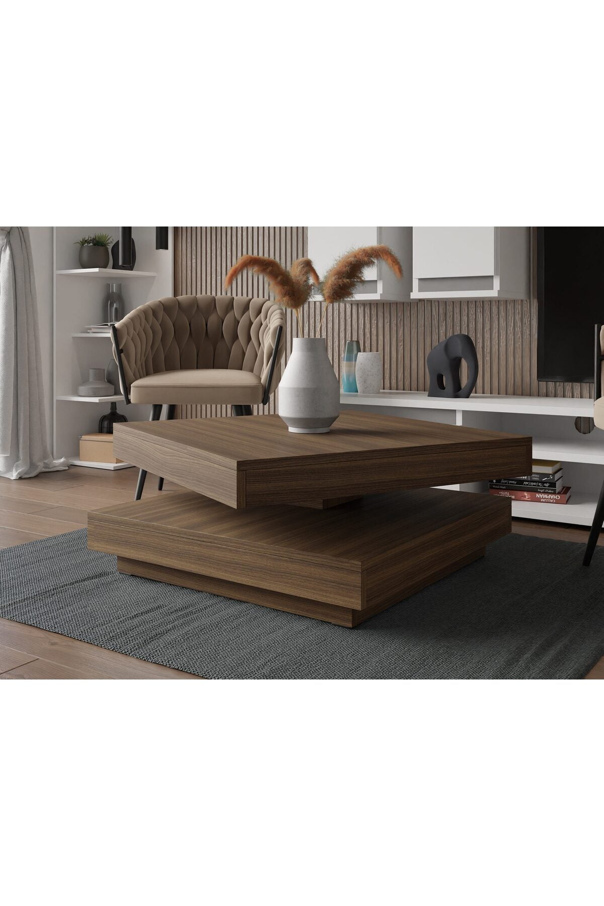 Modern Kare Orta Sehpa Salon Oturma Odası Sehpası 70x70 cm