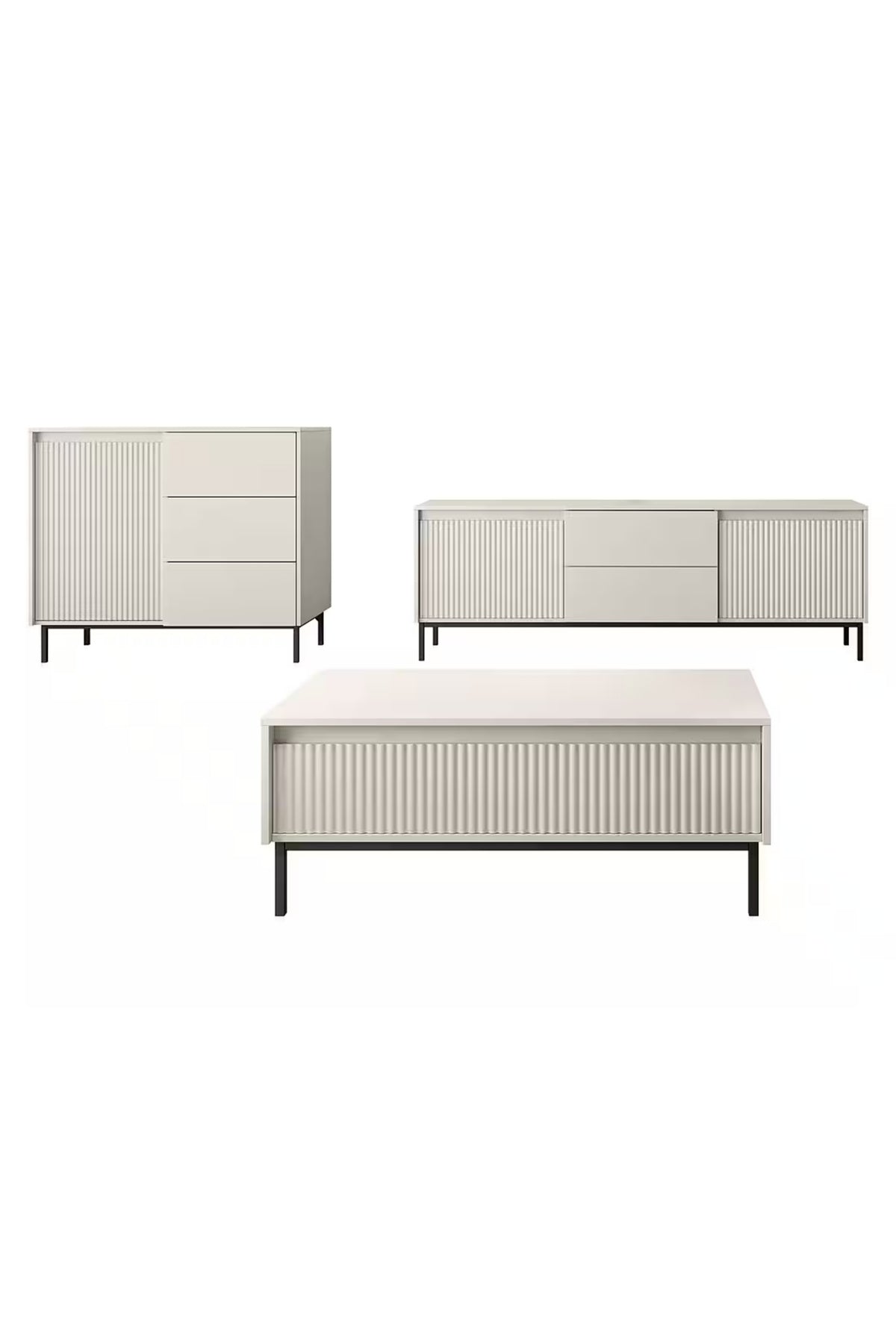 Hernest MODERN TV ÜNİTESİ VE YAŞAM ÜNİTESİ - 3 PARÇA SET