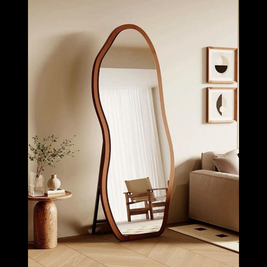 Hernest ASİMETRİK BOY AYNASI, AYAKLI - Kahverengi - 200 x 60