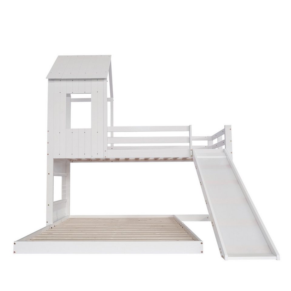 Flieks ranza, ev yatağı çocuk yatağı 90/140x200cm kaydıraklı, merdivenli, düşmeye karşı koruma ızgaralı