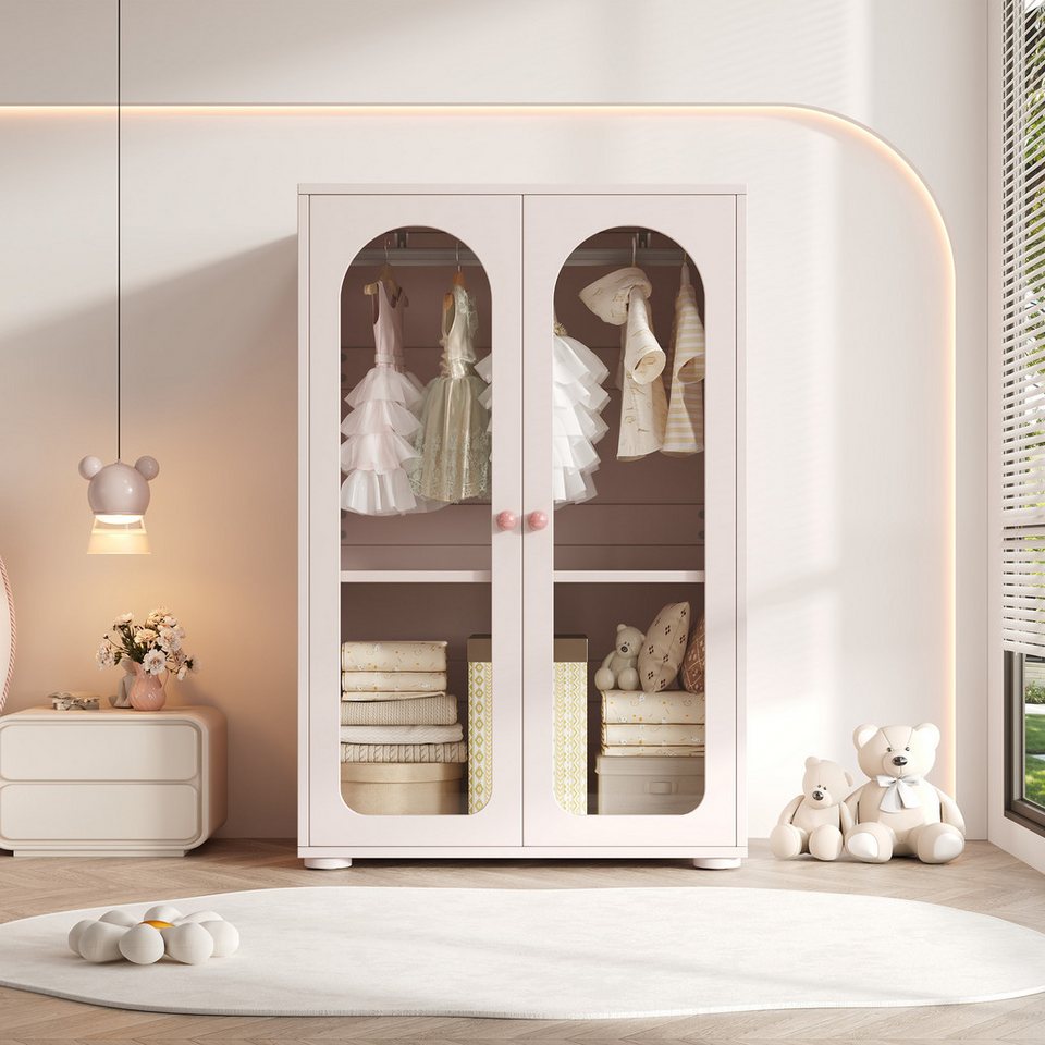 Flieks çocuk gardırobu (1 adet) 2 kapılı askılı gardırop akrilik şeffaf kapaklı 80×50×120cm