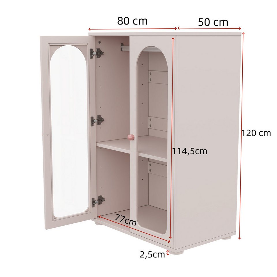 Flieks çocuk gardırobu (1 adet) 2 kapılı askılı gardırop akrilik şeffaf kapaklı 80×50×120cm