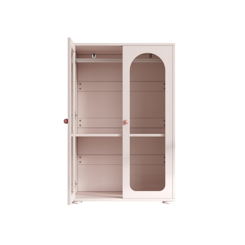 Flieks çocuk gardırobu (1 adet) 2 kapılı askılı gardırop akrilik şeffaf kapaklı 80×50×120cm