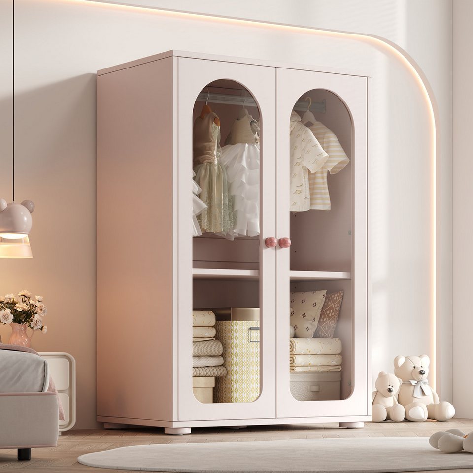Flieks çocuk gardırobu (1 adet) 2 kapılı askılı gardırop akrilik şeffaf kapaklı 80×50×120cm