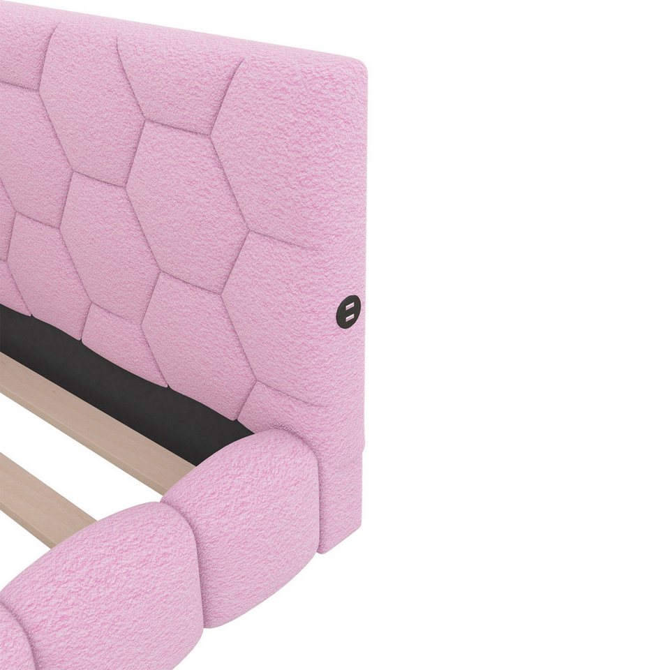 Flieks döşemeli yatak, LED tek kişilik yatak divan kadife 90x200cm USB portlu