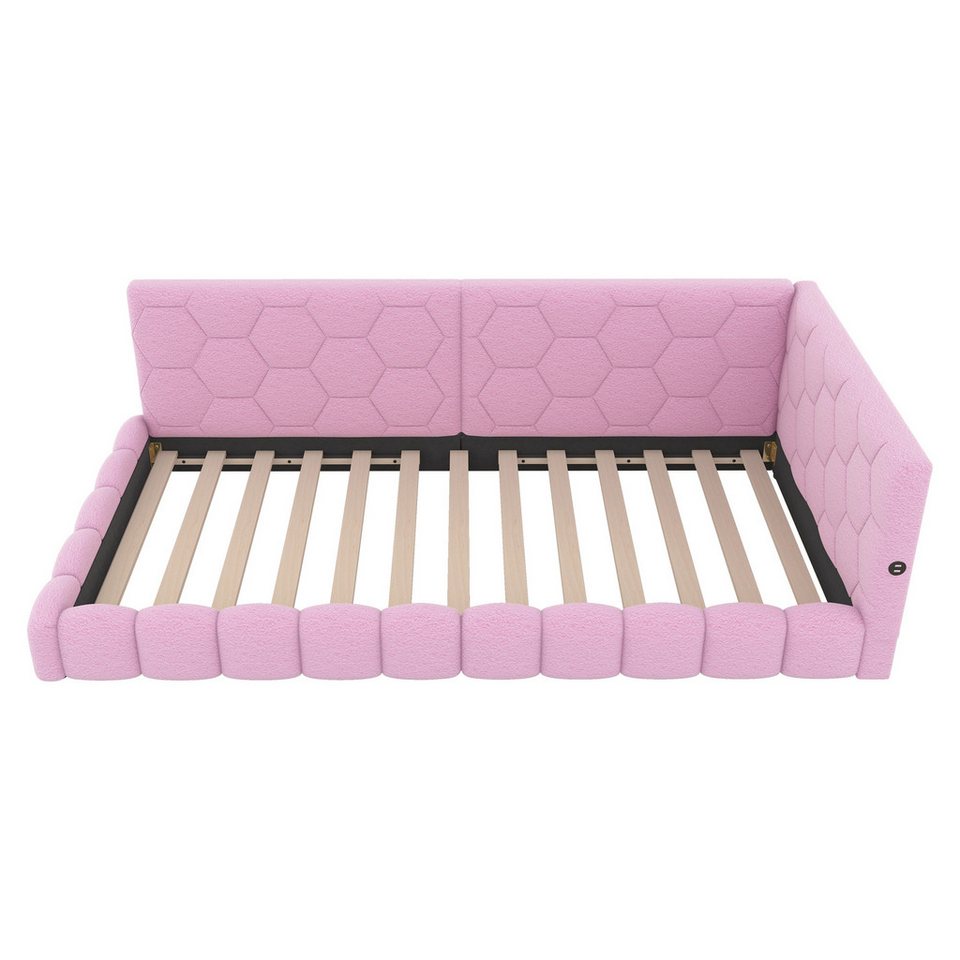 Flieks döşemeli yatak, LED tek kişilik yatak divan kadife 90x200cm USB portlu