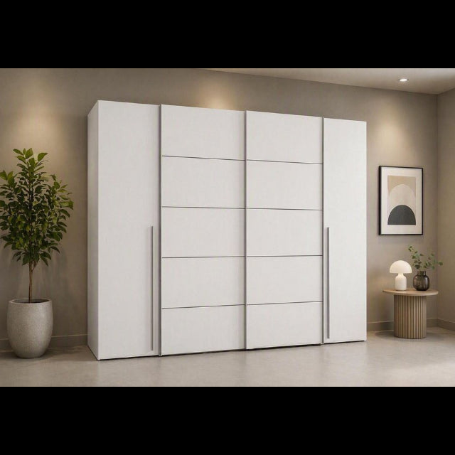 FORTE Narago gardırop, kombinasyon gardırop, modern tasarım (G/Y/D yaklaşık 270/210/61cm, aynı zamanda premium özelliklerle) sürgülü kapı ve yan döner kapı kombinasyonu, Avrupa Yapımı