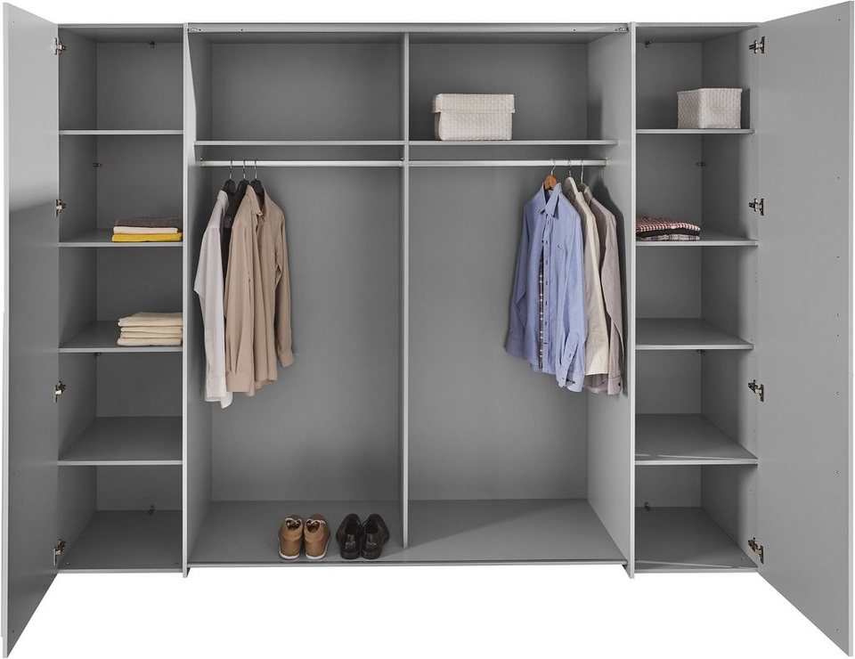 FORTE Narago gardırop, kombinasyon gardırop, modern tasarım (G/Y/D yaklaşık 270/210/61cm, aynı zamanda premium özelliklerle) sürgülü kapı ve yan döner kapı kombinasyonu, Avrupa Yapımı