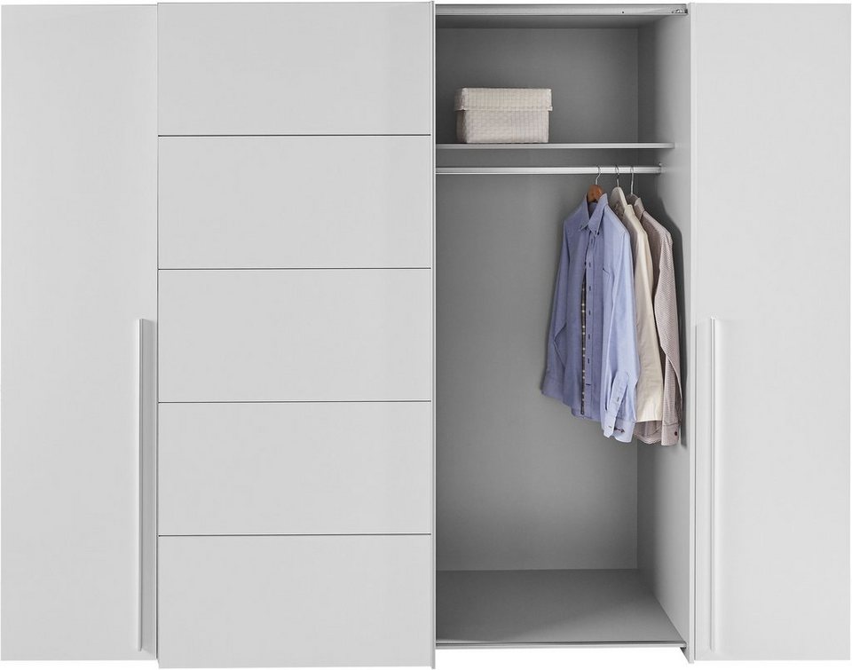 FORTE Narago gardırop, kombinasyon gardırop, modern tasarım (G/Y/D yaklaşık 270/210/61cm, aynı zamanda premium özelliklerle) sürgülü kapı ve yan döner kapı kombinasyonu, Avrupa Yapımı