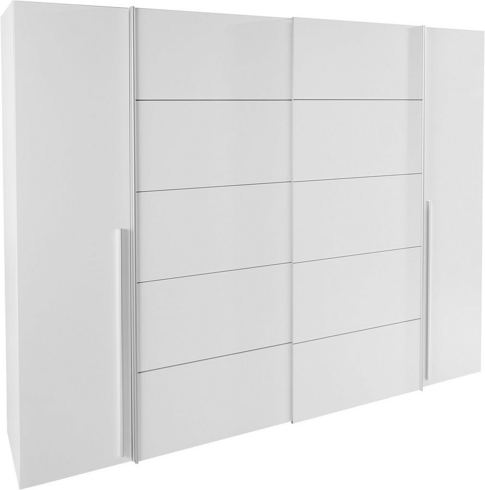 FORTE Narago gardırop, kombinasyon gardırop, modern tasarım (G/Y/D yaklaşık 270/210/61cm, aynı zamanda premium özelliklerle) sürgülü kapı ve yan döner kapı kombinasyonu, Avrupa Yapımı