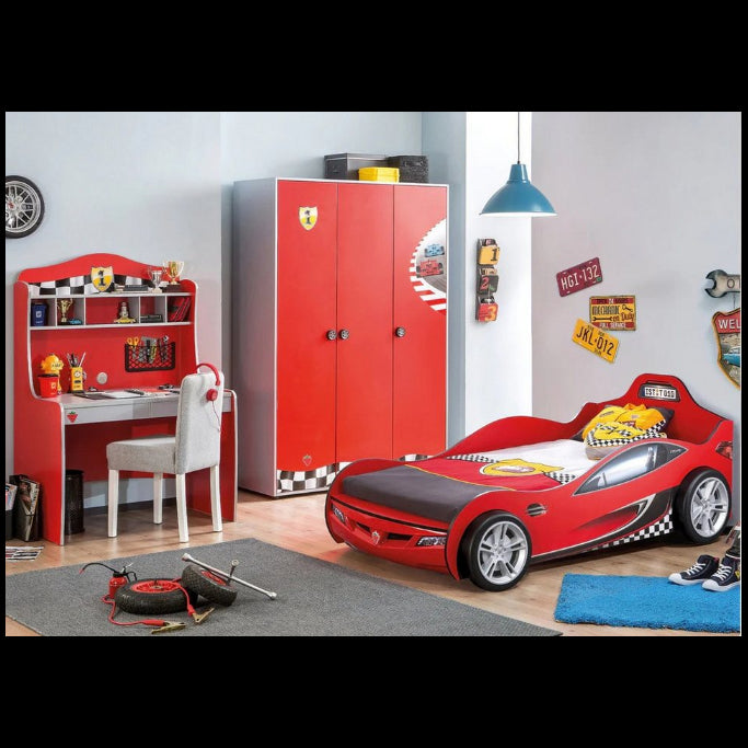 Möbel-Zeit genç odası takımı RACECUP çocuk odası, 3 parça. Araç yataklı dolaplı çalışma masası