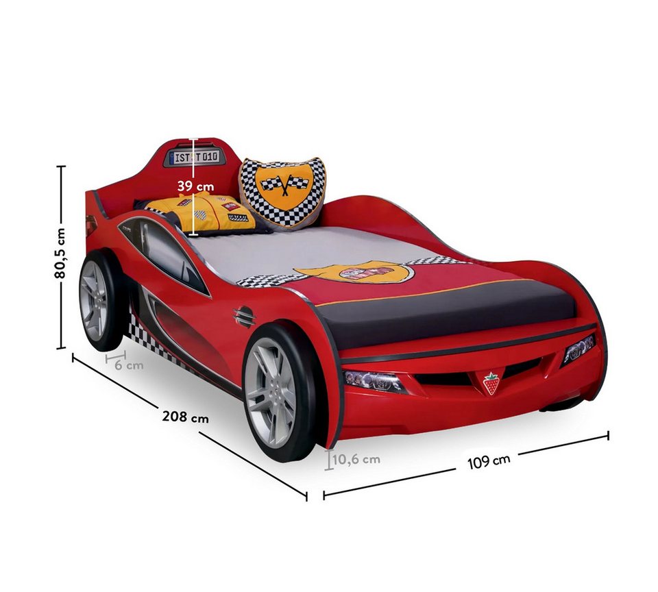 Möbel-Zeit genç odası takımı RACECUP çocuk odası, 3 parça. Araç yataklı dolaplı çalışma masası