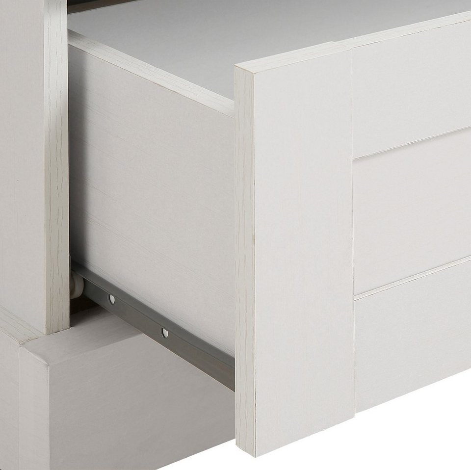 OTTO home Binz gardırop, çamaşır dolabı, çok amaçlı dolap, İskandinav kır evi tarzı (G/Y/D yaklaşık 84/130/35 cm), birçok saklama alanı seçeneği, metal kulplar, çerçeveli/kasetli kapılar