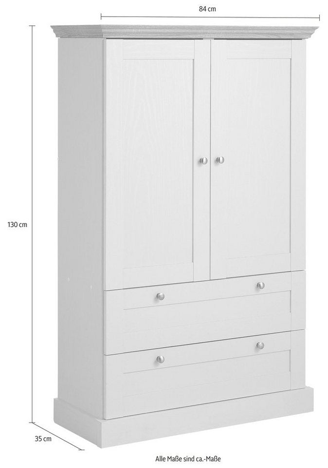 OTTO home Binz gardırop, çamaşır dolabı, çok amaçlı dolap, İskandinav kır evi tarzı (G/Y/D yaklaşık 84/130/35 cm), birçok saklama alanı seçeneği, metal kulplar, çerçeveli/kasetli kapılar
