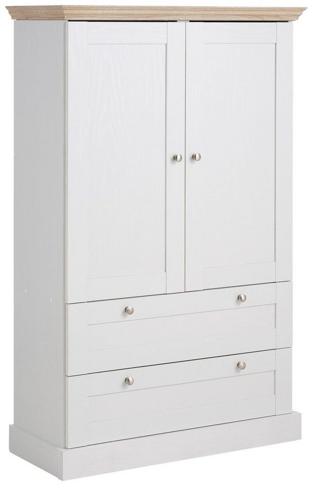 OTTO home Binz gardırop, çamaşır dolabı, çok amaçlı dolap, İskandinav kır evi tarzı (G/Y/D yaklaşık 84/130/35 cm), birçok saklama alanı seçeneği, metal kulplar, çerçeveli/kasetli kapılar