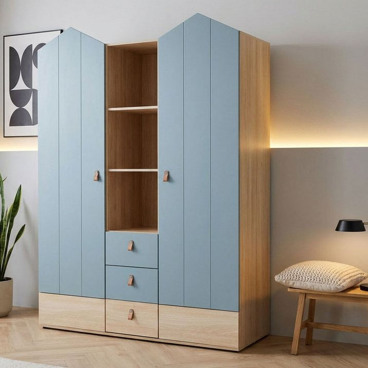 OTTO home Hennix gardırop, yavaş kapanan İskandinav sivri çatı tasarımı, bol miktarda saklama alanı (Y/G/D yaklaşık 200/150/51cm) 3 çekmece, Almanya'da üretilmiştir, değişken raflar