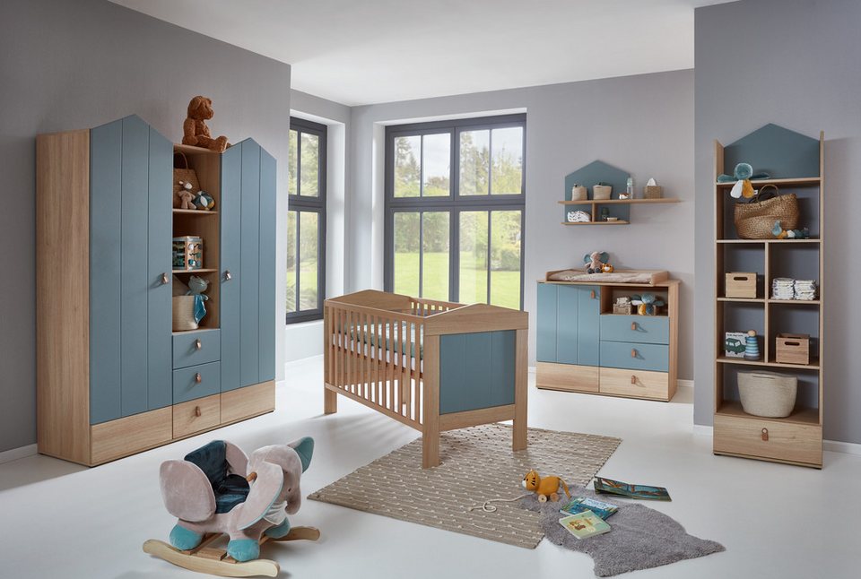 OTTO home Hennix gardırop, yavaş kapanan İskandinav sivri çatı tasarımı, bol miktarda saklama alanı (Y/G/D yaklaşık 200/150/51cm) 3 çekmece, Almanya'da üretilmiştir, değişken raflar