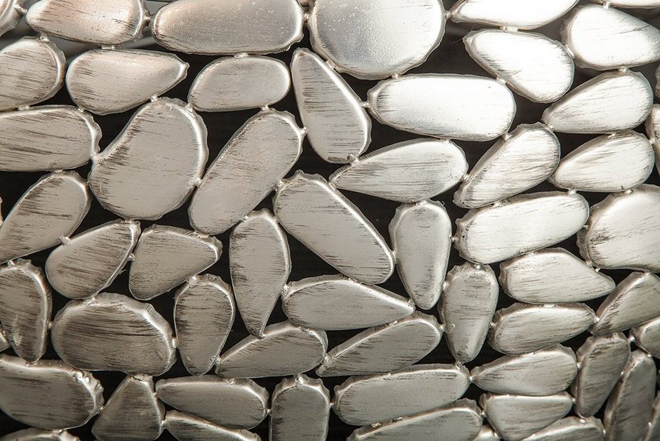 riess-ambiente sehpa STONE MOSAIC Ø65cm gümüş / doğal (set, 2 parça, 2x sehpa), oturma odası · metal · masif ahşap · yuvarlak · mozaik tasarımı · el yapımı