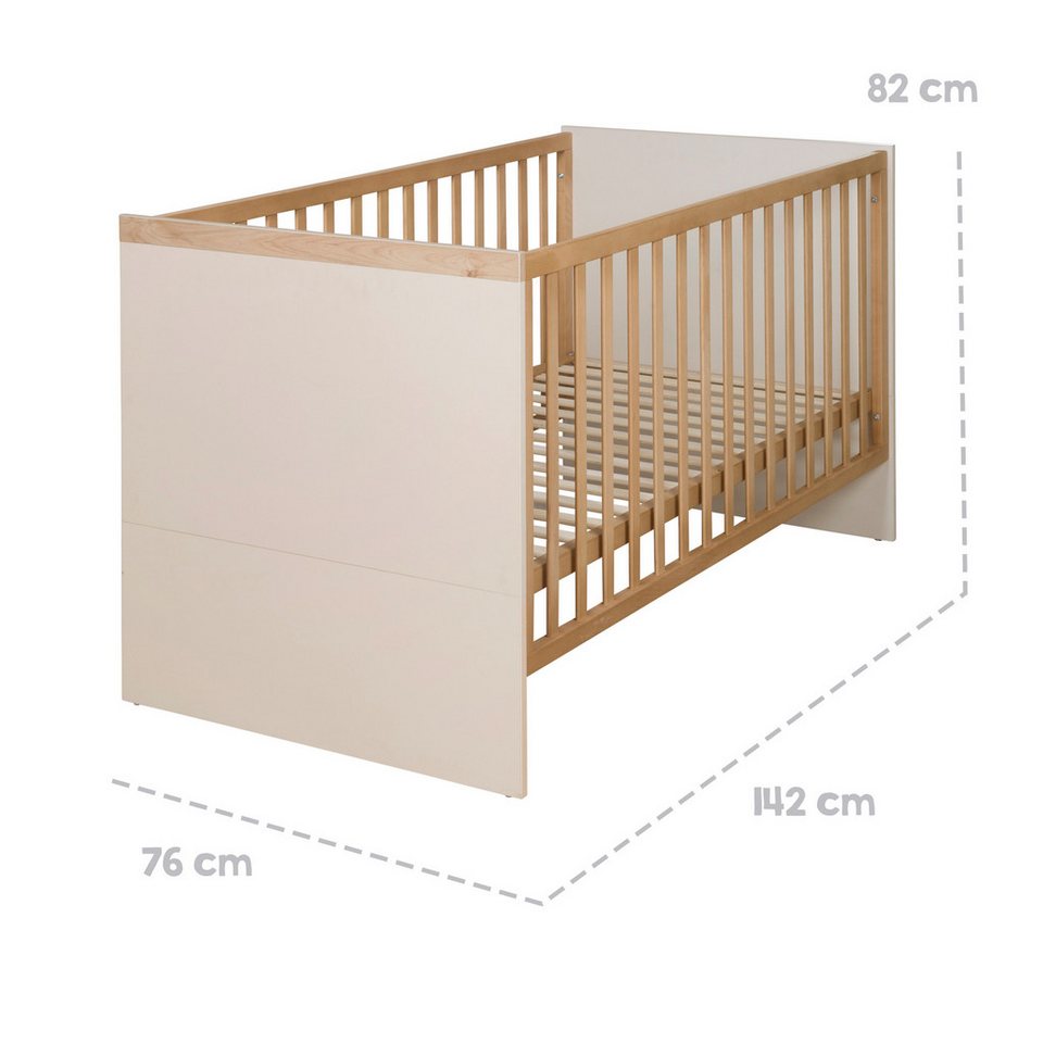roba® bebek odası komple seti Jil - kestane dekorlu kaşmirden modern çocuk odası, (3'lü set, bebek yatağı 70 x 140 cm, gardırop ve alt değiştirme masası), masif ahşaptan yapılmış yüksek kaliteli kulplar