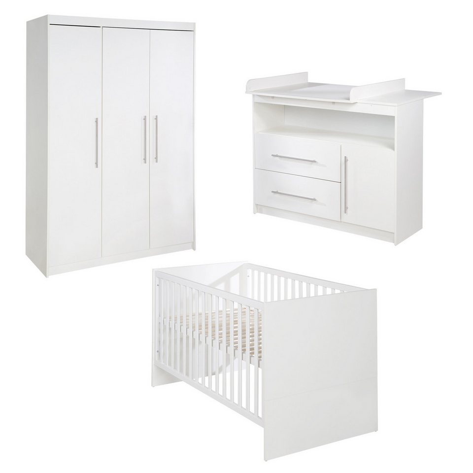 roba® bebek odası komple set Maren, bebek karyolası, alt değiştirme masası ve 3 kapılı dolap, açılabilir